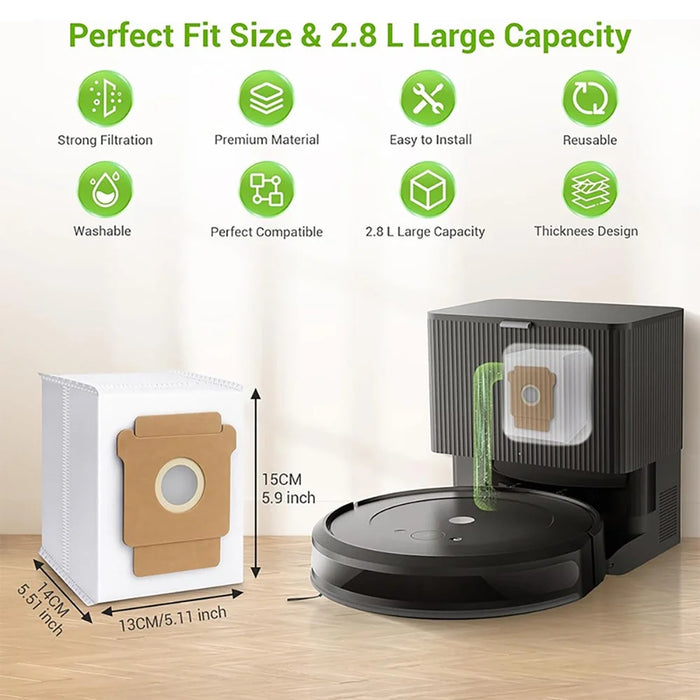 JUNSUNMAY 6Pcs For iRobot Roomba Plus 505 Combo  /  405 Combo 2.8L Dust Bags Robot Vacuum Replacement Part - 5