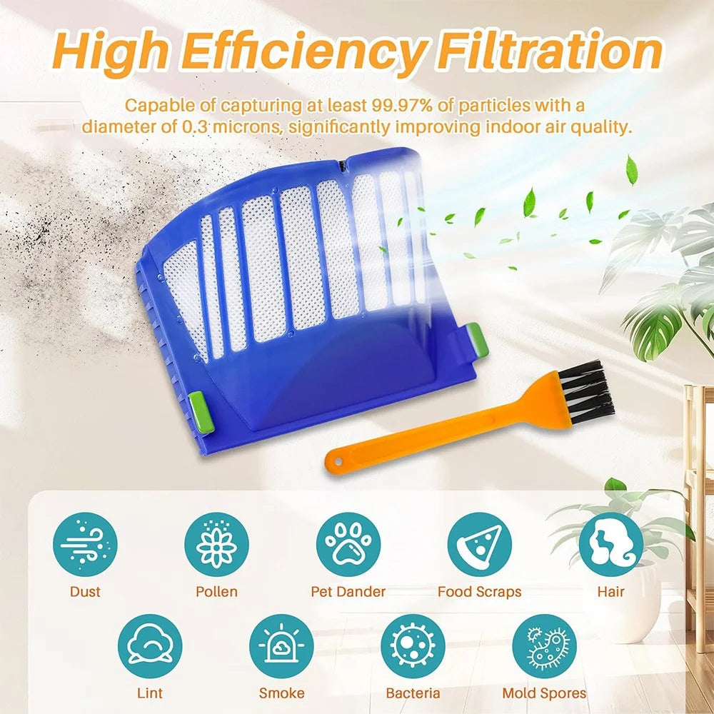 JUNSUNMAY 4Pcs For iRobot Roomba 610 / 620 / 630 / 650 / 660 Robot Vacuum Replacement HEPA Filter with Cleaning Brush - 2