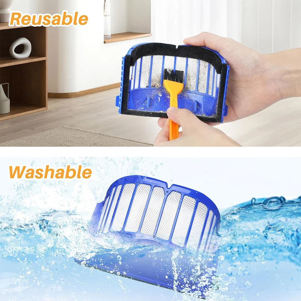 JUNSUNMAY 4Pcs For iRobot Roomba 610 / 620 / 630 / 650 / 660 Robot Vacuum Replacement HEPA Filter with Cleaning Brush - 3
