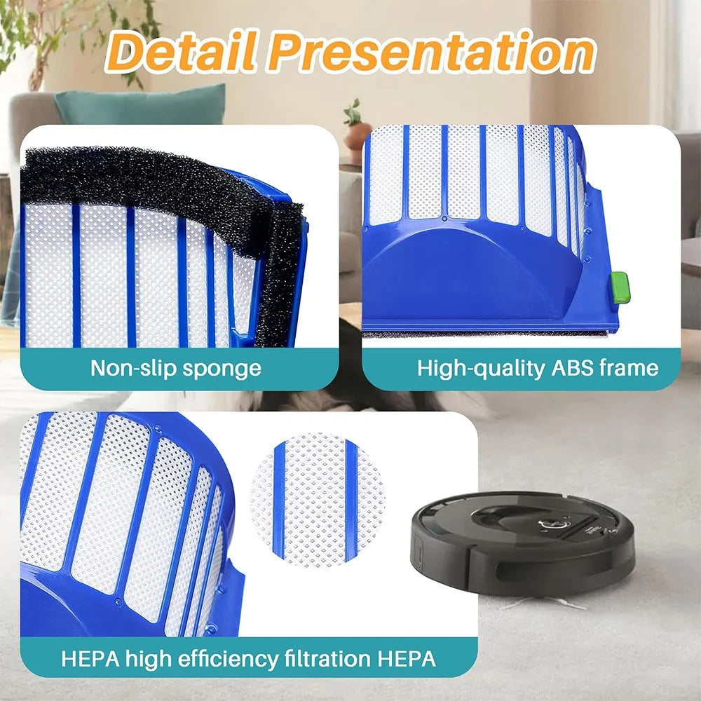 JUNSUNMAY 4Pcs For iRobot Roomba 610 / 620 / 630 / 650 / 660 Robot Vacuum Replacement HEPA Filter with Cleaning Brush - 4