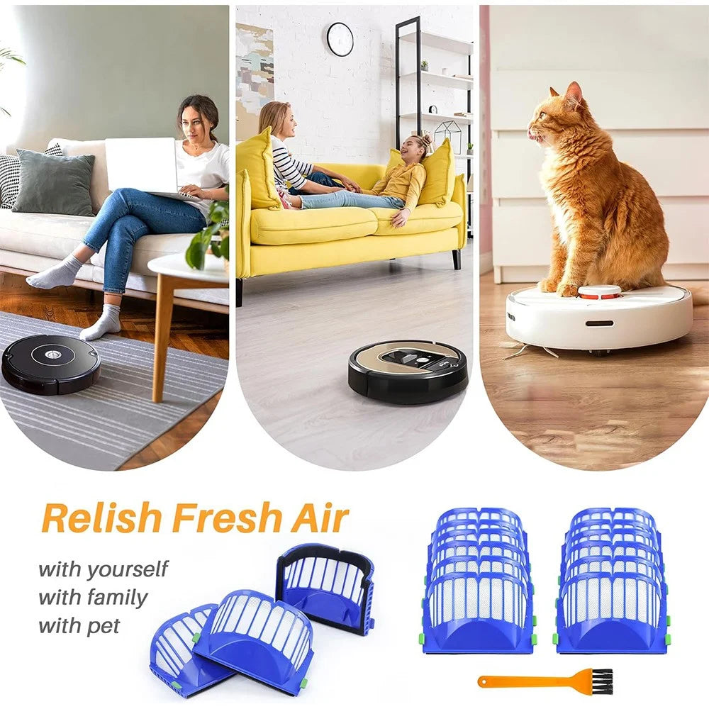 JUNSUNMAY 4Pcs For iRobot Roomba 610 / 620 / 630 / 650 / 660 Robot Vacuum Replacement HEPA Filter with Cleaning Brush - 5