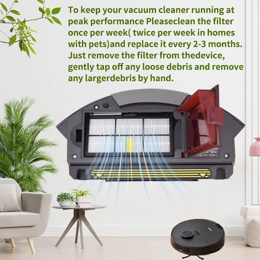 JUNSUNMAY 4Pcs HEPA Filter with Cleaning Brush for iRobot Roomba 860 / 870 / 880 / 960 / 980 Robot Vacuum Replacement Parts - 4