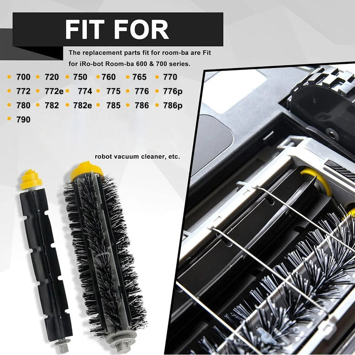 JUNSUNMAY 2Pcs Main Brush Set for iRobot Roomba 700 / 770 / 780 / 790 Robot Vacuum Replacement Parts - 5