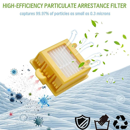 JUNSUNMAY 6Pcs Replacement Filter with Cleaning Brush for iRobot Roomba 700 / 770 / 780 / 790 Robot Vacuum - 2