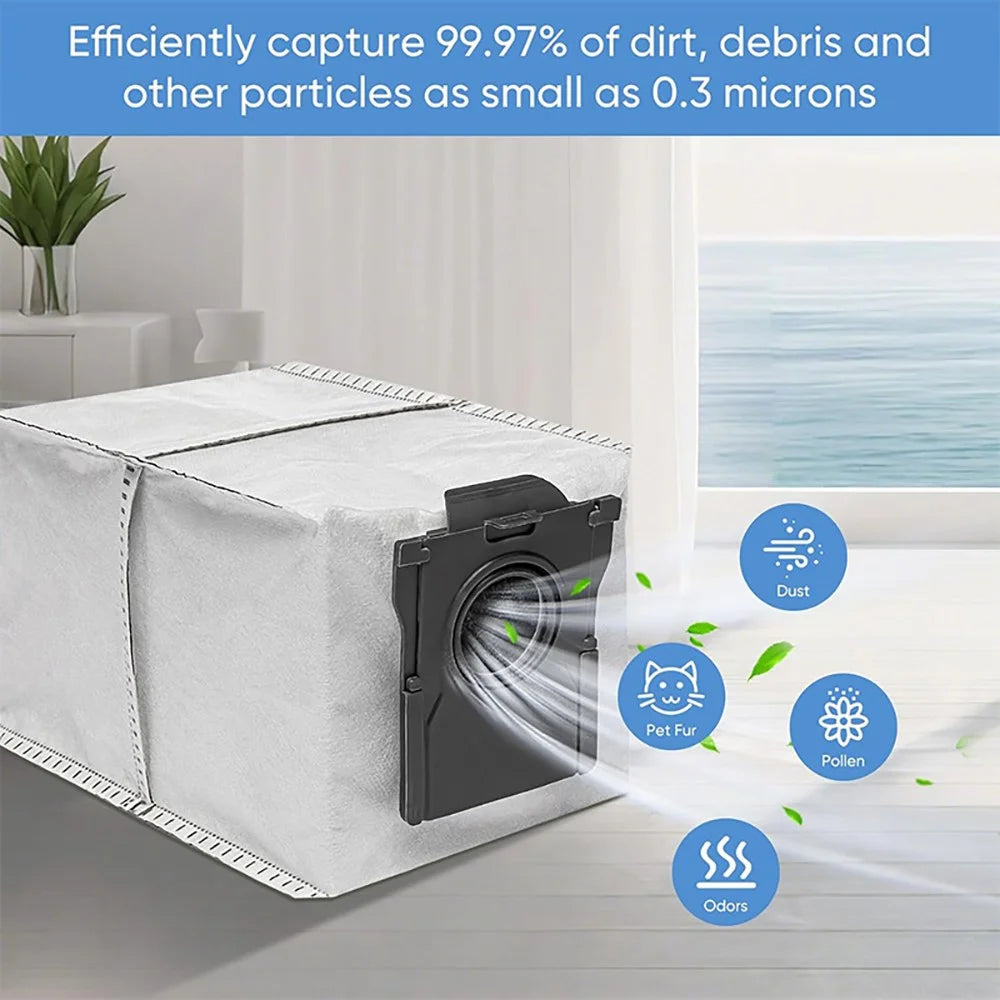 JUNSUNMAY 6Pcs 3.2L Dust Bags for Dreame L40S Pro Ultra / X50 Ultra Complete / X30 Ultra Robot Vacuum Parts - 4