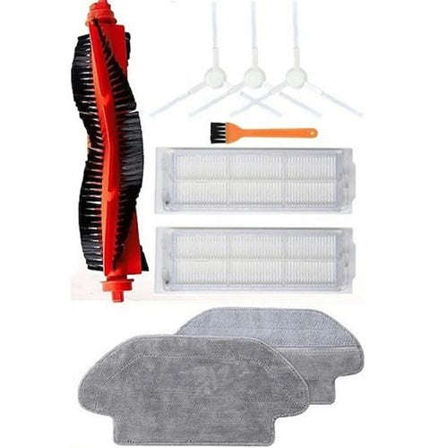 9Pcs / Set For Xiaomi Mijia Robot Vacuum Mop P (SKV4109GL / SKV4110GL / STYTJ02YM) / Viomi V2 Pro (V-RVCLM21B) Main Brush HEPA Filter Mop Cloth and Cleaning Brush Kit - White - 1