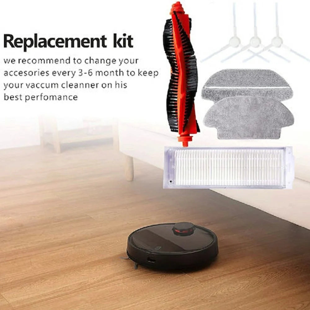 9Pcs / Set For Xiaomi Mijia Robot Vacuum Mop P (SKV4109GL / SKV4110GL / STYTJ02YM) / Viomi V2 Pro (V-RVCLM21B) Main Brush HEPA Filter Mop Cloth and Cleaning Brush Kit - White - 2