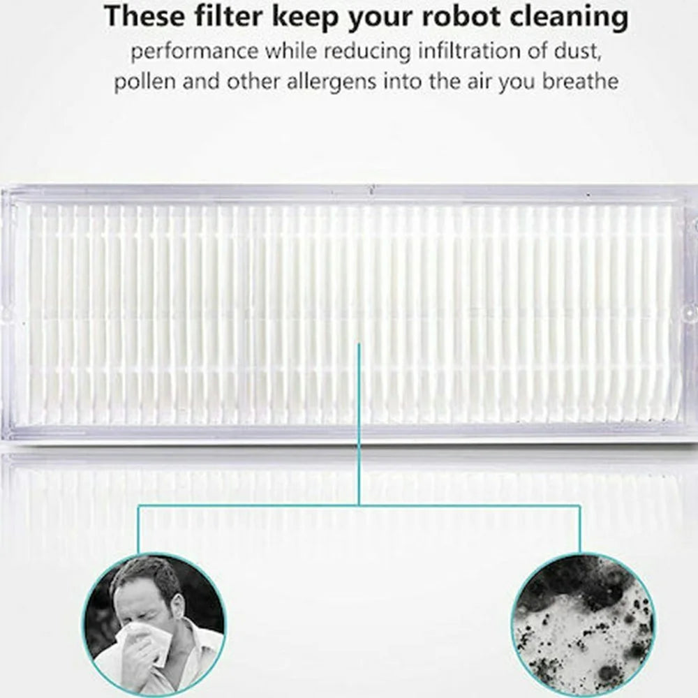 9Pcs / Set For Xiaomi Mijia Robot Vacuum Mop P (SKV4109GL / SKV4110GL / STYTJ02YM) / Viomi V2 Pro (V-RVCLM21B) Main Brush HEPA Filter Mop Cloth and Cleaning Brush Kit - White - 6