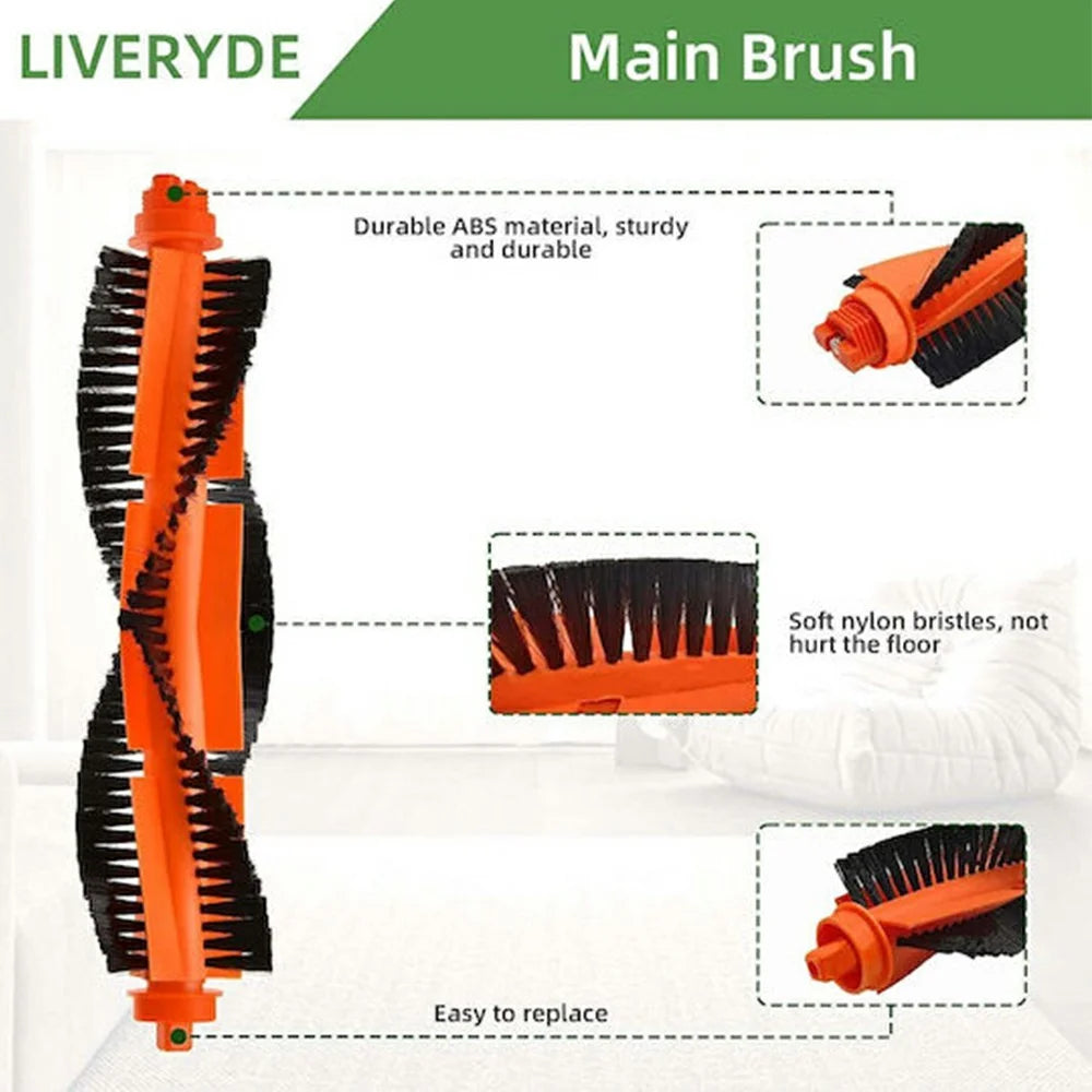 10Pcs / Set Replacement Parts Kit for Xiaomi Mijia Robot Vacuum Mop 2S (XMSTJQR2S) / STYJ02YM / 3C (B106CN) Main Brush HEPA Filter Mop Cloth and Cleaning Brush - 4