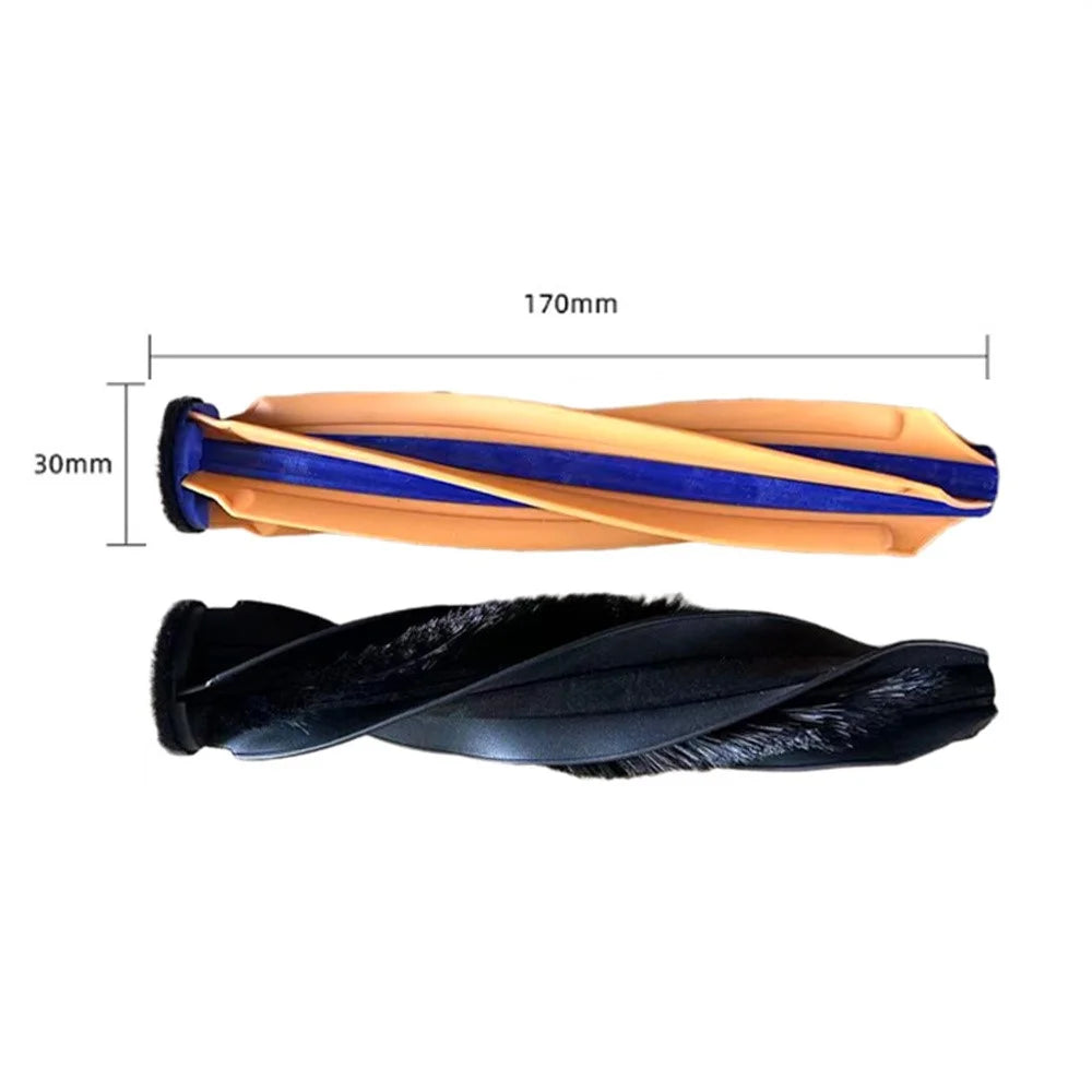 For Dreame X60 Max Ultra Robot Vacuum Dual Main Brush Roll Set Spiral Rubber Strip Fiber Brush - Black - 4