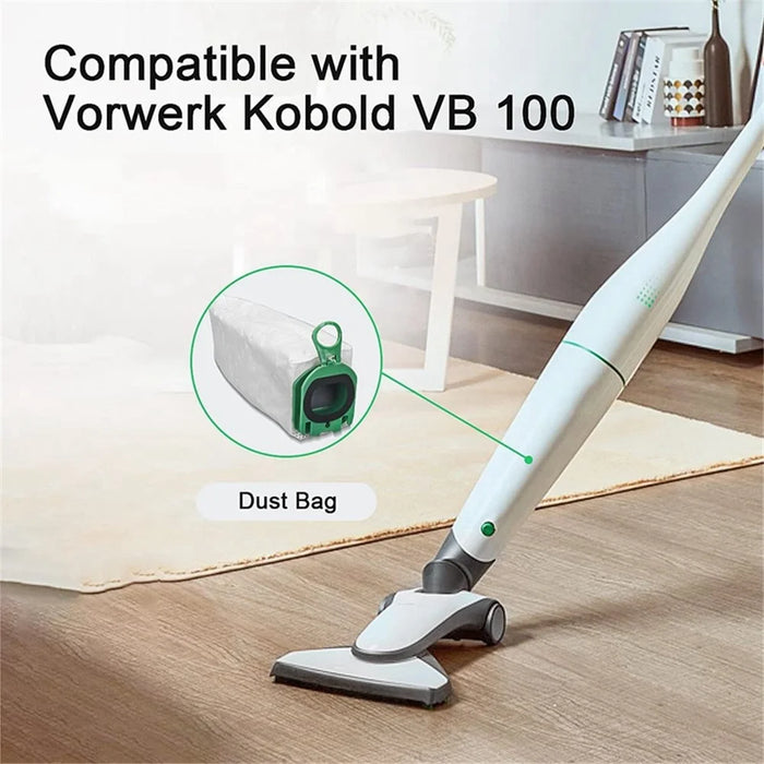 10PCS Replacement Cleaning Bags Dust Bags with Cleaning Brush for Vorwerk Kobold VB100 Vacuum Cleaner - 5