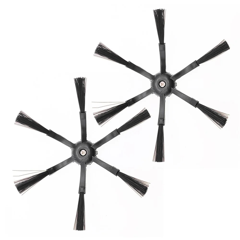 2Pcs 6-Armed Side Brush for Roborock S5 / S6 / S5 Max / S6 Max / S7 / S7 MaxV / S8 / S8+ / S8 Ultra Vacuum Cleaner Electric Sweeper Parts (Black) - 1