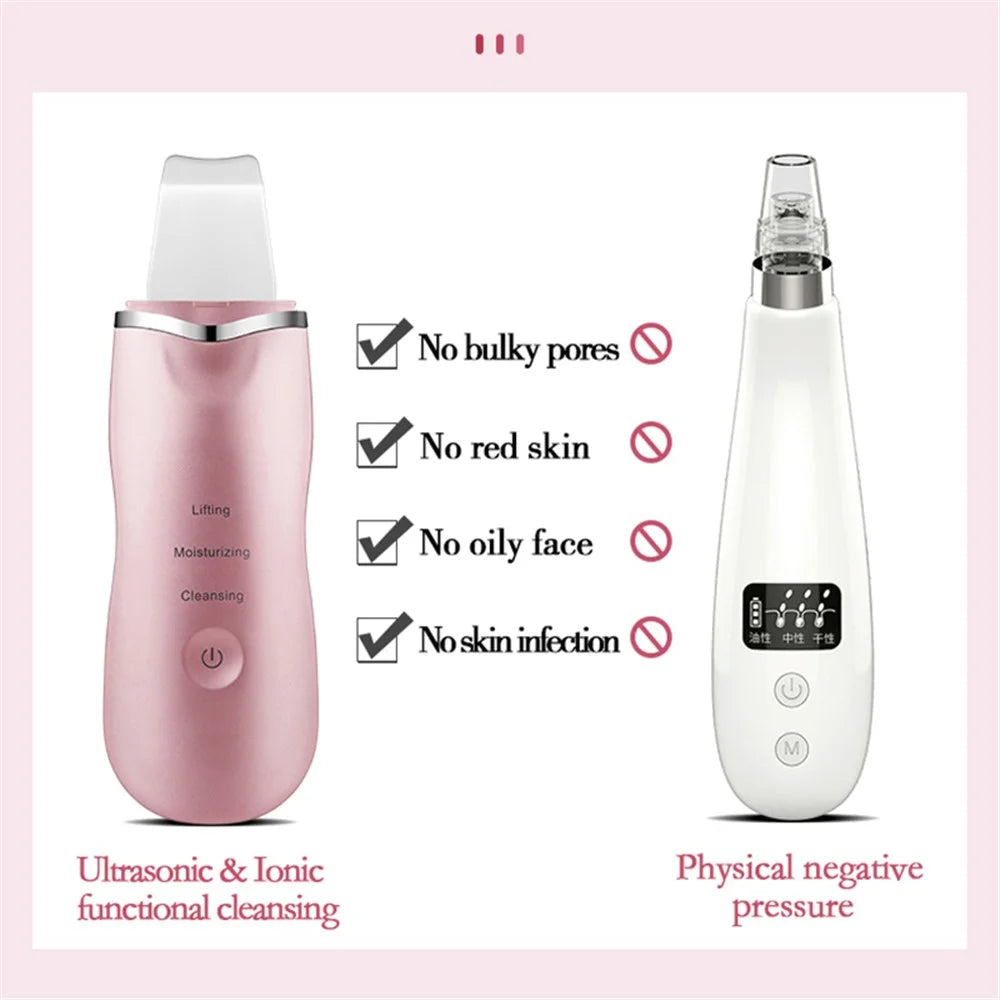CS-3 Ultrasonic Facial Cleanser Blackhead Remover Facial Spatula Pore Cleaning Beauty Device Gift - 2