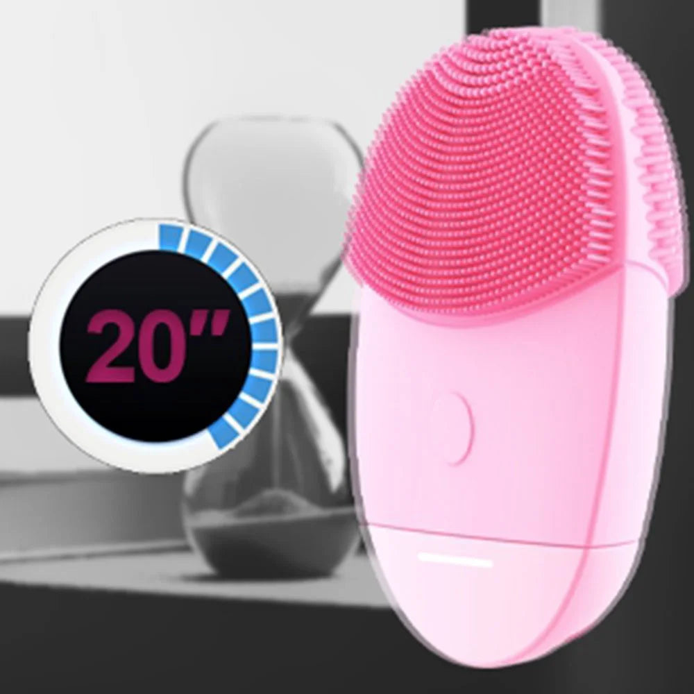HQ-A005 Mini Silicone Facial Cleansing Brush Face Massager Skin Care Tool Beauty Device for Clean & Healthy Face Care - Pink - 3