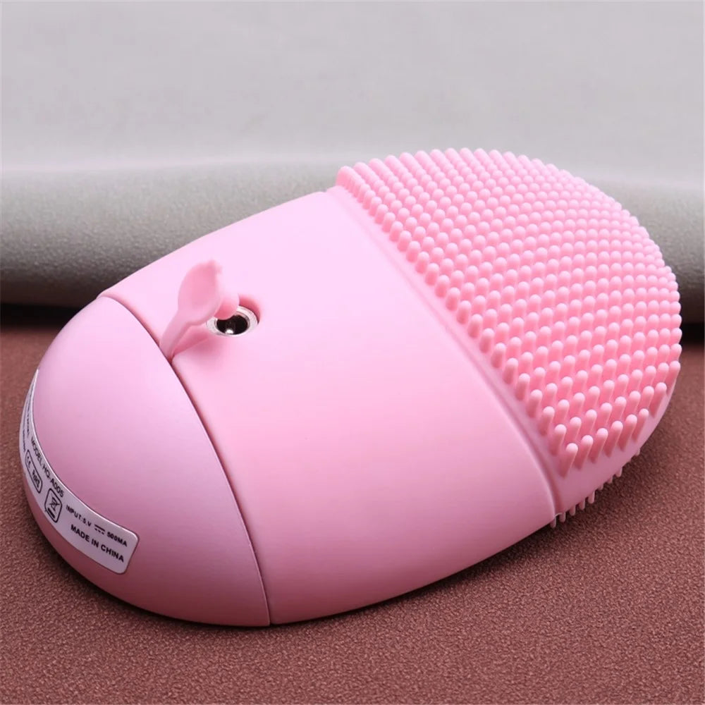 HQ-A005 Mini Silicone Facial Cleansing Brush Face Massager Skin Care Tool Beauty Device for Clean & Healthy Face Care - Pink - 6