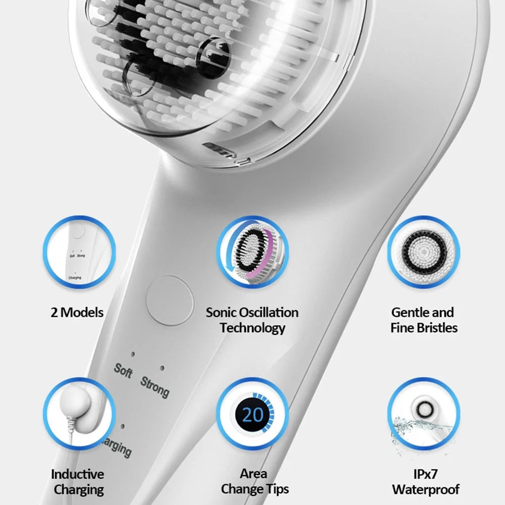 HQ-A006 15000-16000rpm High Frequency Sonic Facial Cleanser Electric Face Wash Brush - White - 4