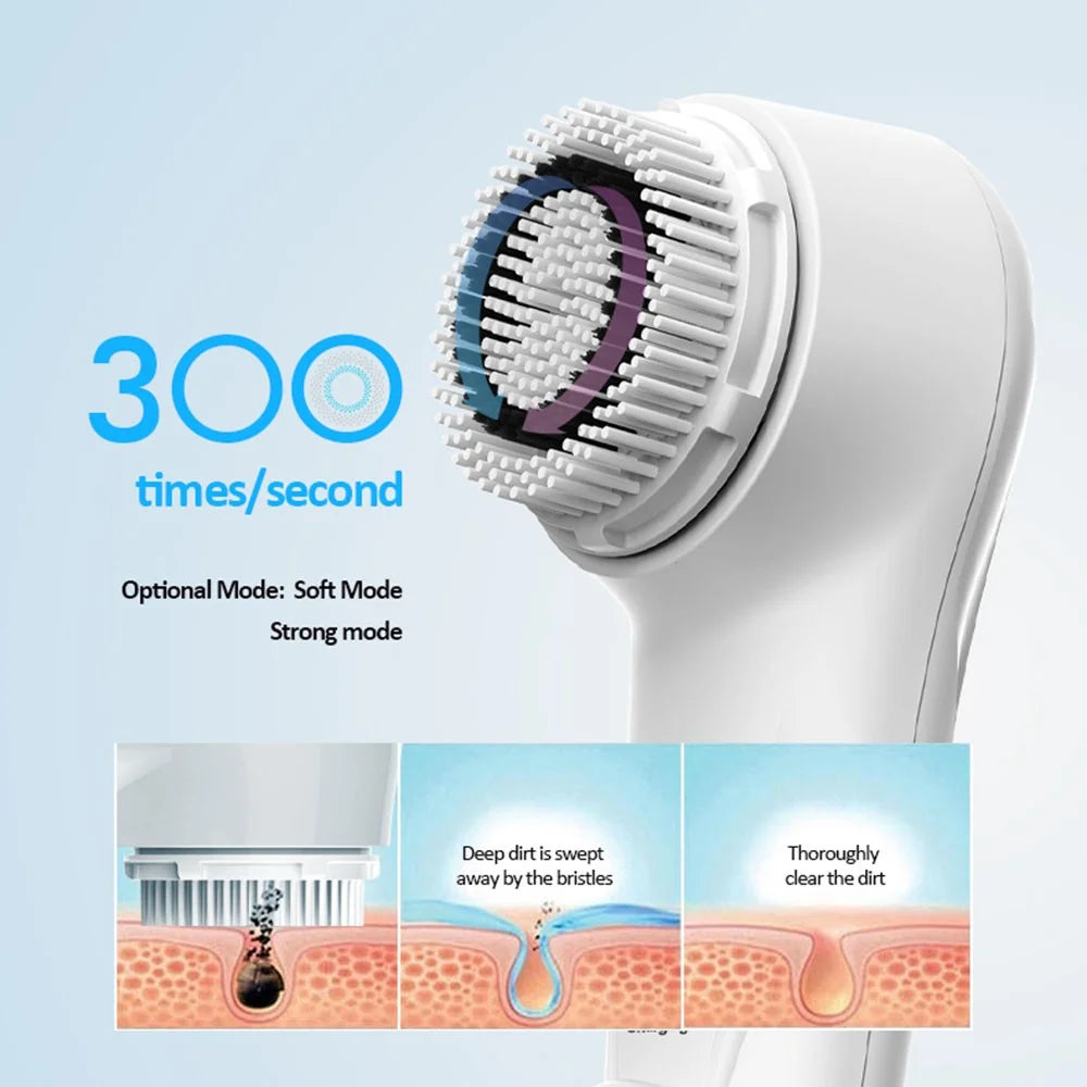 HQ-A006 15000-16000rpm High Frequency Sonic Facial Cleanser Electric Face Wash Brush - White - 6