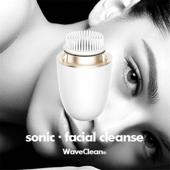 HQ-A002 Ultrasonic Facial Cleanser Electric Face Brush Cleaning Device with 2 Replacement Brushes (No CE) - 2