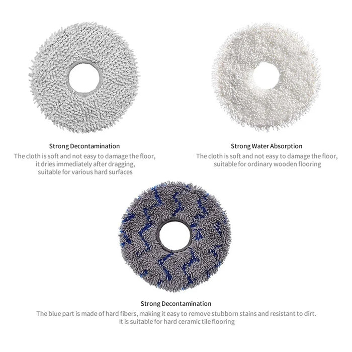 JUNSUNMAY 4Pcs Vacuum Cleaner Mop Pad for ECOVACS X1 Turbo  /  X1 Omni  /  X2 Omni  /  T10 Turbo  /  T10 Omni  /  T20  /  T20 Omni - White - 4
