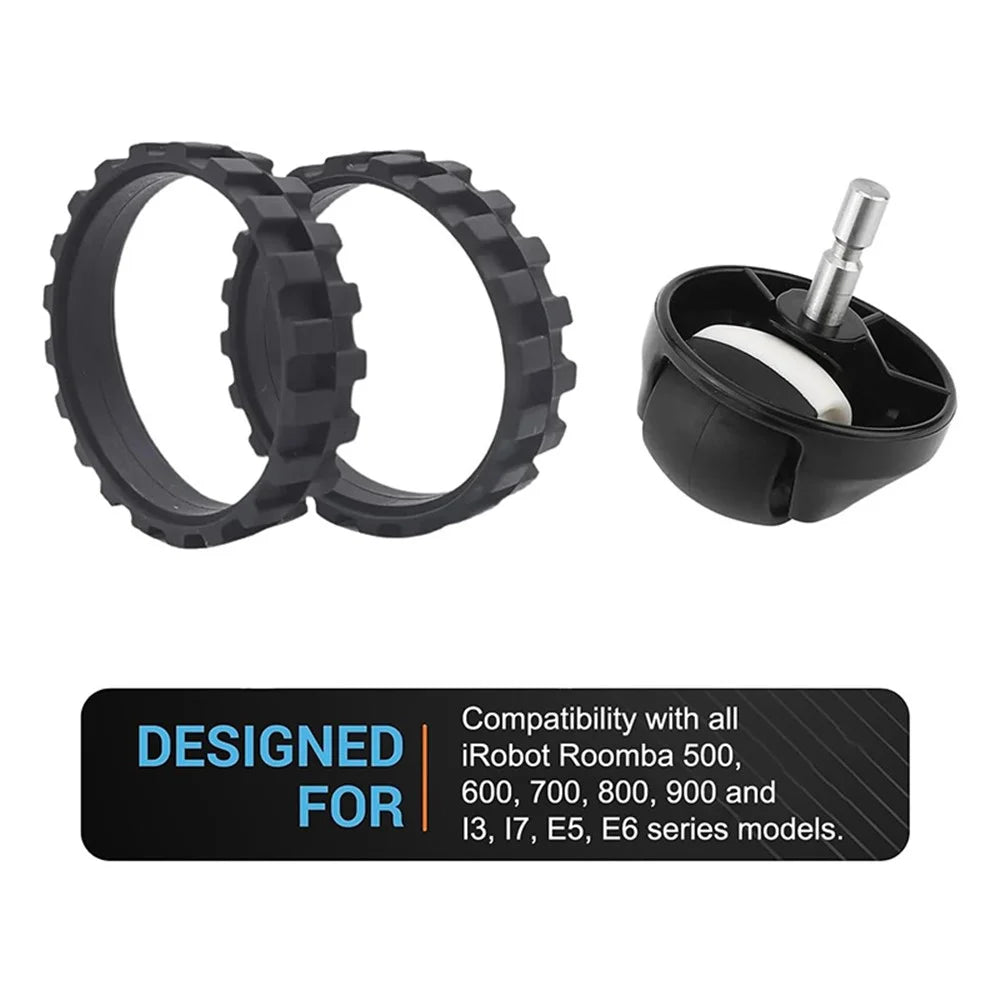 JUNSUNMAY For iRobot Full Range of Sweepers 1Pc Replacement Front Castor Wheel+2Pcs Tires - 3