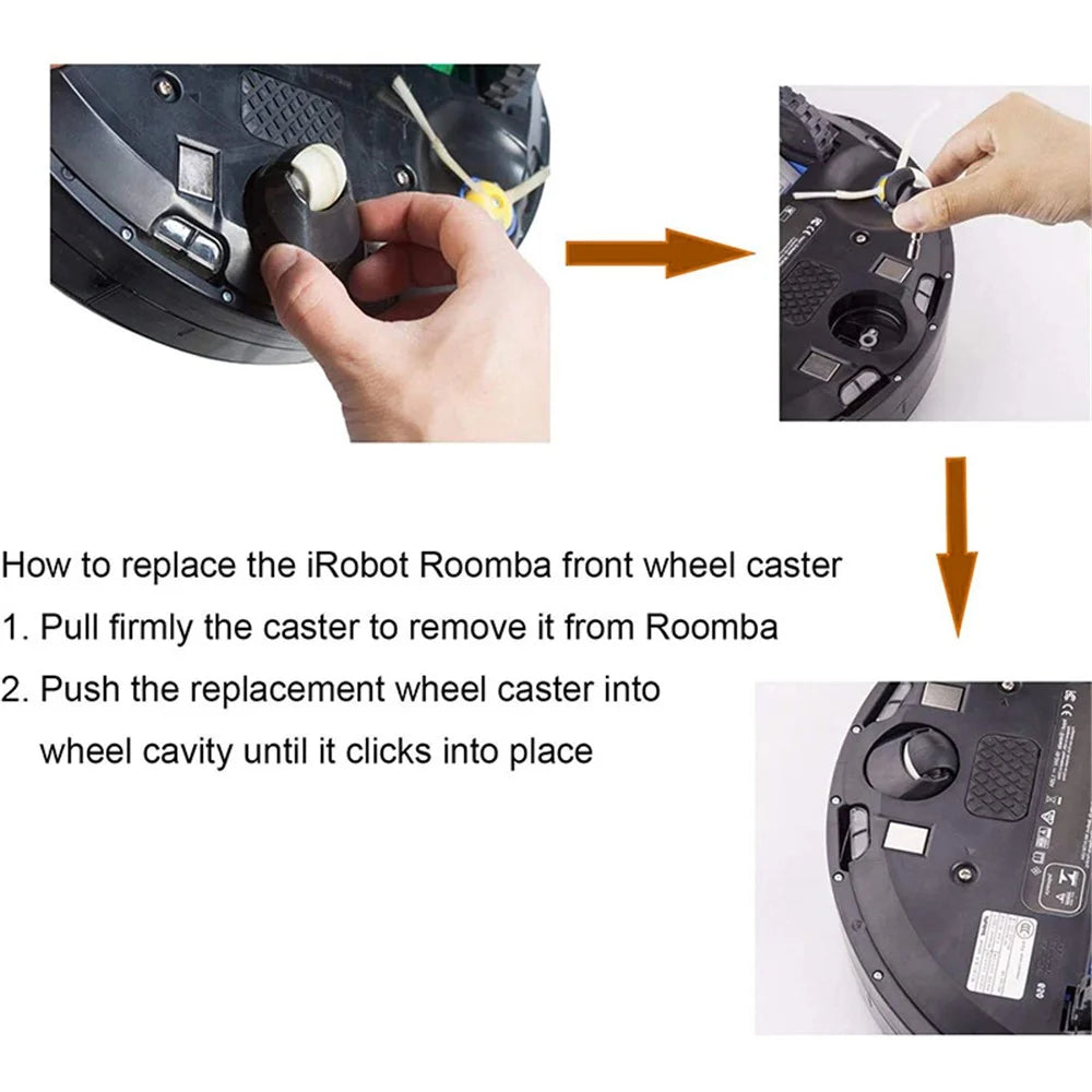 JUNSUNMAY For iRobot Full Range of Sweepers 1Pc Replacement Front Castor Wheel+2Pcs Tires - 6