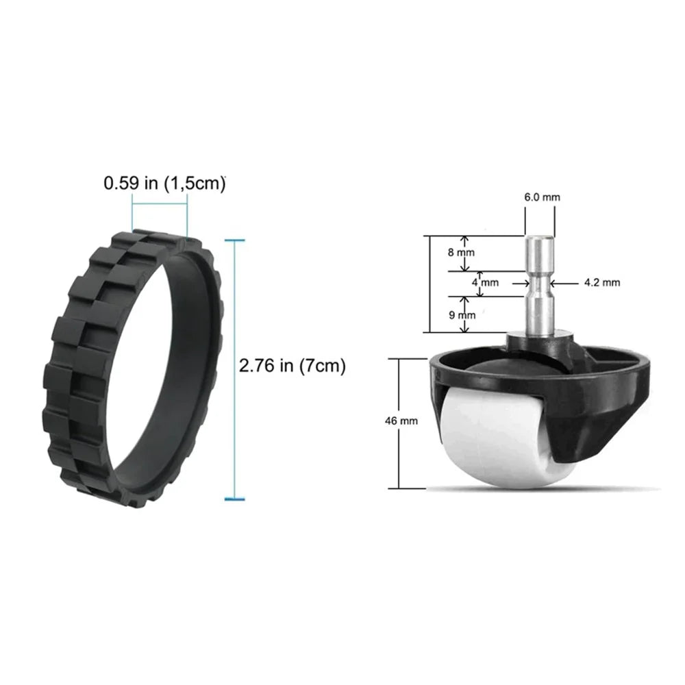 JUNSUNMAY For iRobot Full Range of Sweepers 1Pc Replacement Front Castor Wheel+2Pcs Tires - 7
