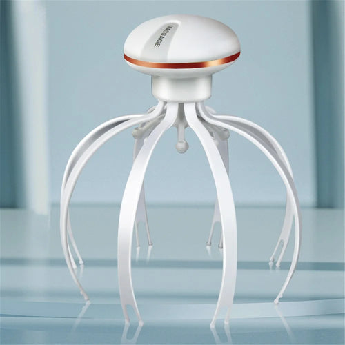 Electric Head Massager Rechargeable Octopus Design 8 Nodes Scalp Massage Device - Gold - 1