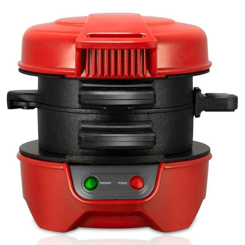 Multifunctional Breakfast Maker Sandwich Burger Egg Steak Cooking Machine (BPA Free, No FDA), 220V EU Plug - Red - 1