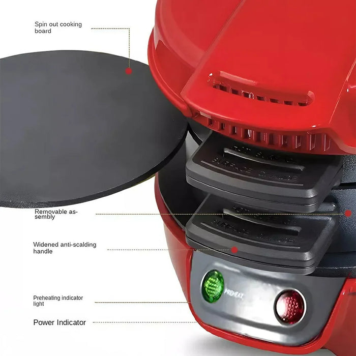 Multifunctional Breakfast Maker Sandwich Burger Egg Steak Cooking Machine (BPA Free, No FDA), 220V EU Plug - Red - 4