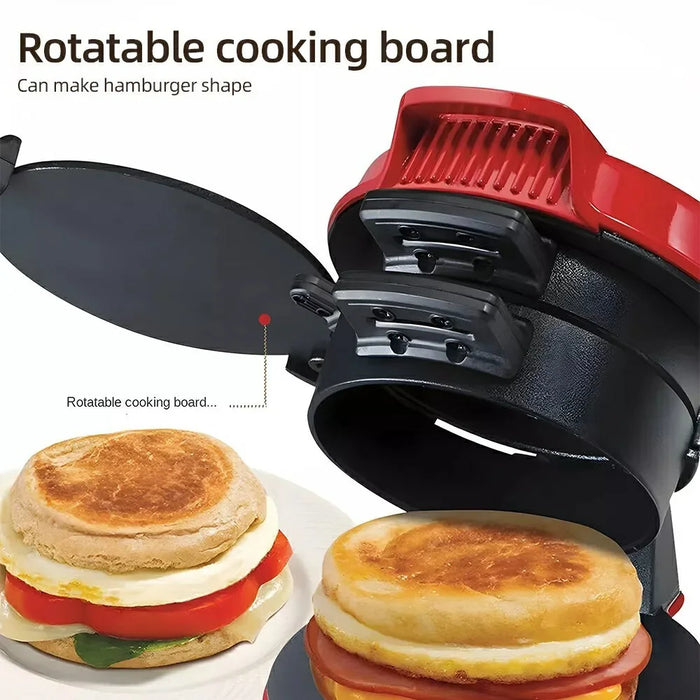 Multifunctional Breakfast Maker Sandwich Burger Egg Steak Cooking Machine (BPA Free, No FDA), 220V EU Plug - Red - 6