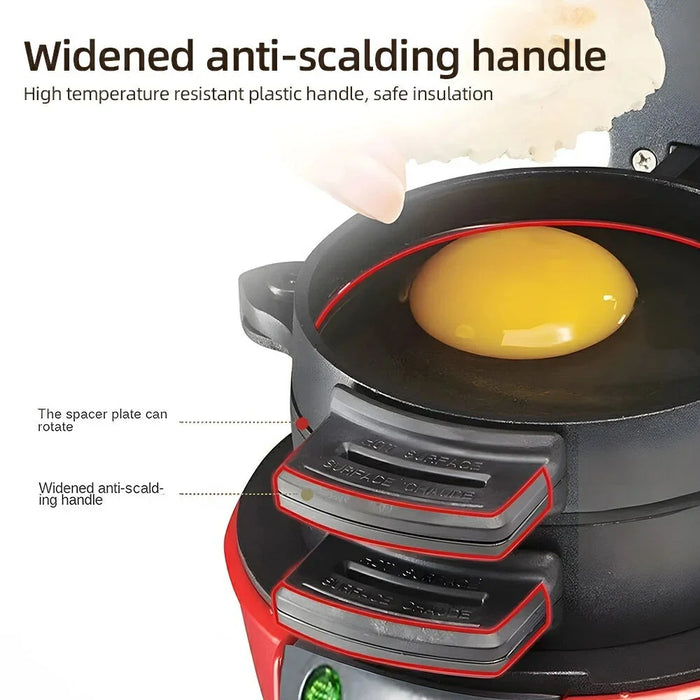 Multifunctional Breakfast Maker Sandwich Burger Egg Steak Cooking Machine (BPA Free, No FDA), 220V EU Plug - Red - 7