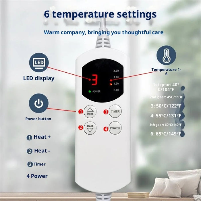 HP3040 Electric Heating Pad with Timer Temperature Control Waist Belt Warmer for Office / Home - Grey / US Plug - 7