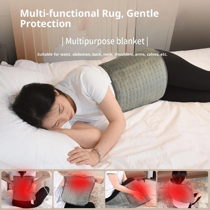 HP3060A Smart Heating Pad Adjustable Temperature Therapy Blanket for Office / Home Electric Heating Blanket Waist Belt - Grey  /  US Plug - 6