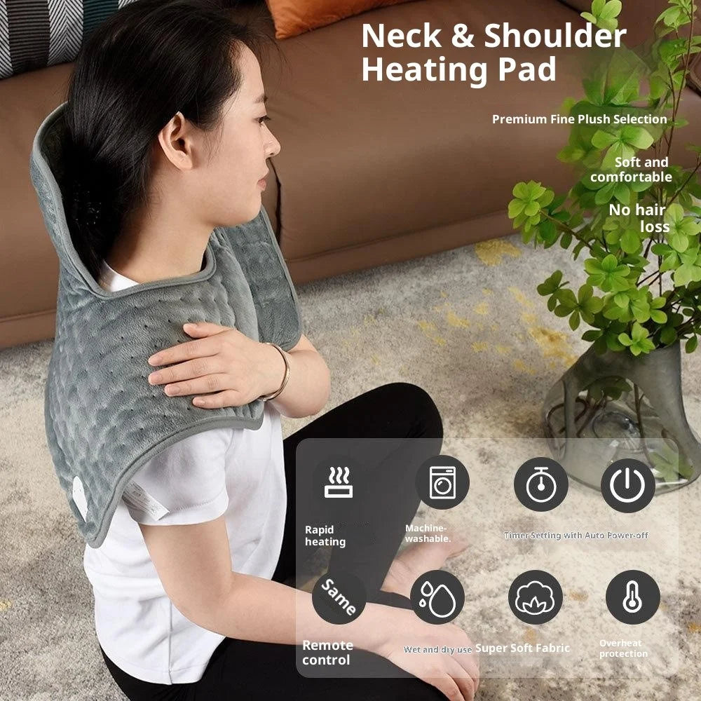 HP4555 Heated Shoulder Wrap Electric Blanket for Winter Electric Heating Pad 6 Temperature Settings Timer Function - Grey  /  US Plug - 2