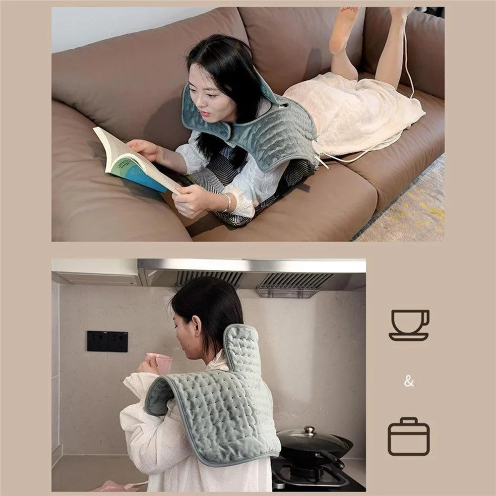HP4555 Heated Shoulder Wrap Electric Blanket for Winter Electric Heating Pad 6 Temperature Settings Timer Function - Grey  /  US Plug - 5