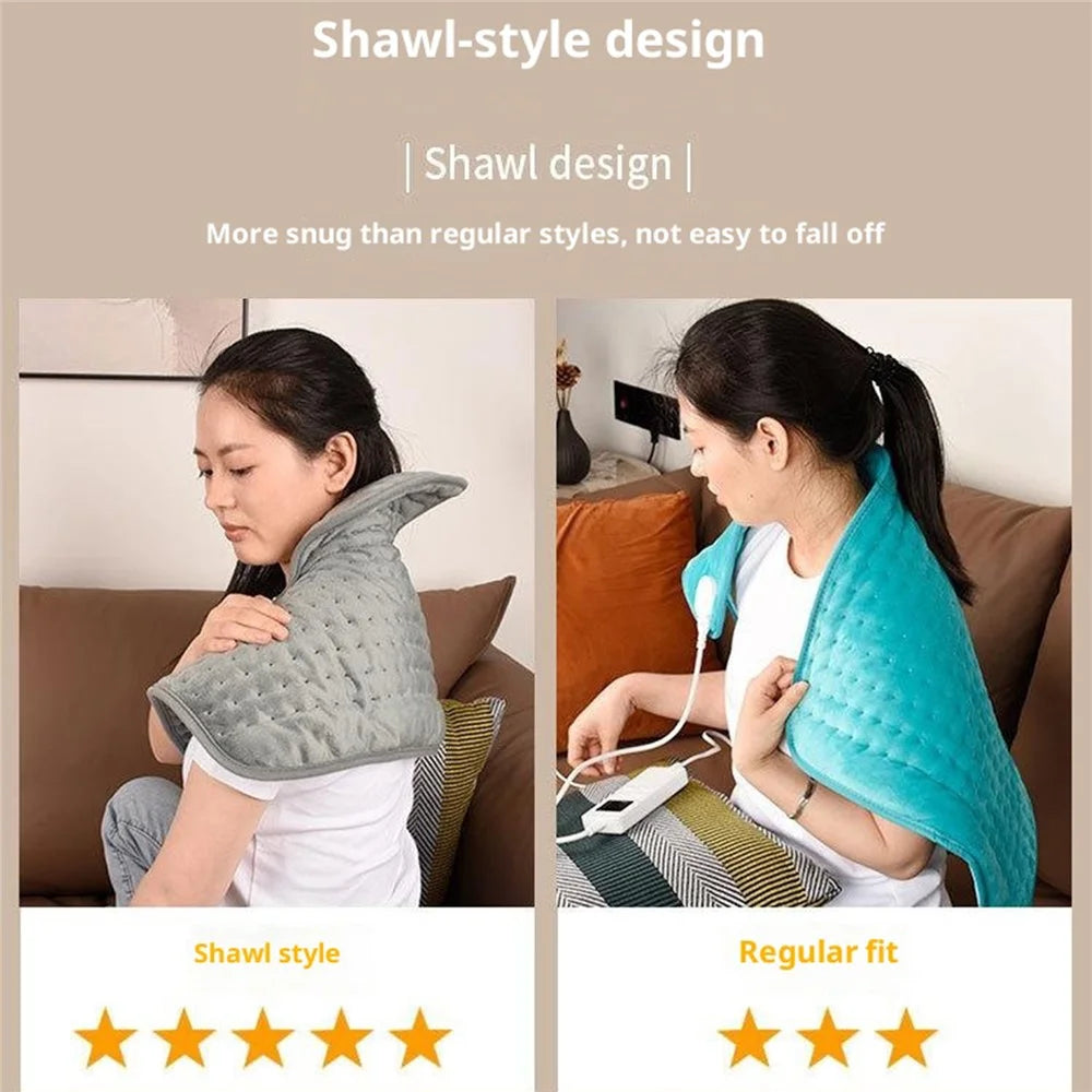 HP4555 Heated Shoulder Wrap Electric Blanket for Winter Electric Heating Pad 6 Temperature Settings Timer Function - Grey  /  US Plug - 6