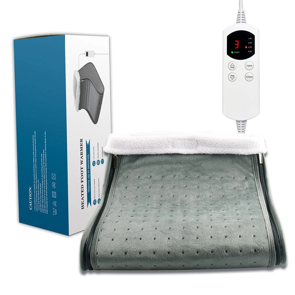 HP4555B Electric Heated Foot Warmer Boot Slipper with Temperature Control for Office and Home - Grey  /  US Plug - 1