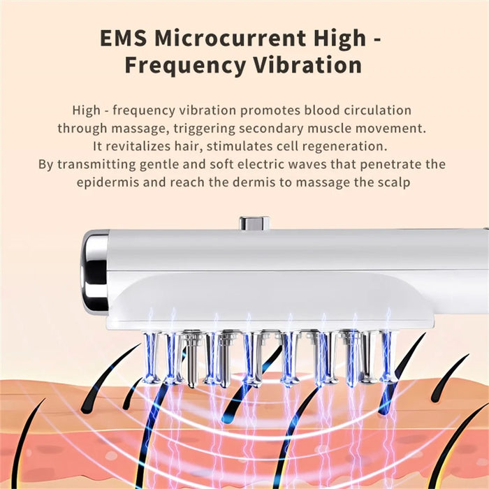 k339 RF Hair Growth Comb LED Light Therapy Scalp Care EMS Microcurrent Electric Massage Instrument - White - 4