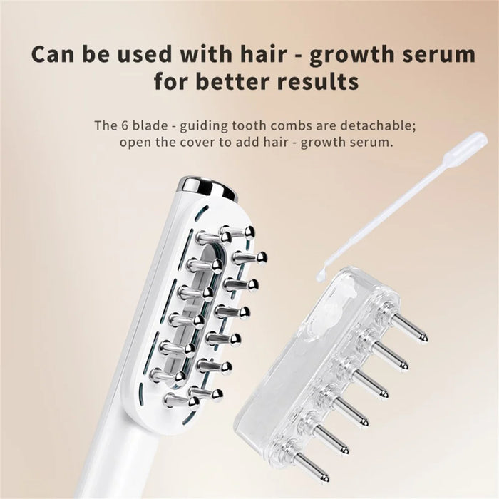 k339 RF Hair Growth Comb LED Light Therapy Scalp Care EMS Microcurrent Electric Massage Instrument - White - 6