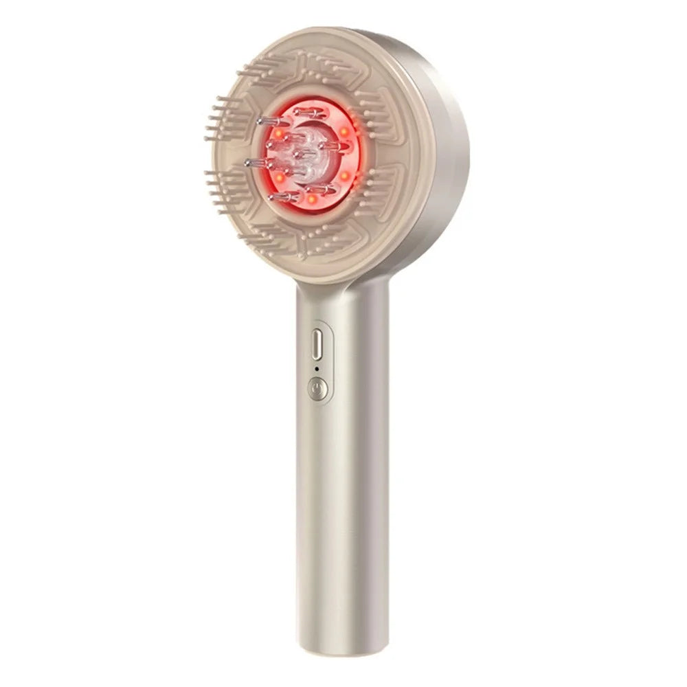 ST-1503 Electric Massage Comb EMS Red Light Hair Care Device with 4 Modes for Scalp Treatment - Gold - 1