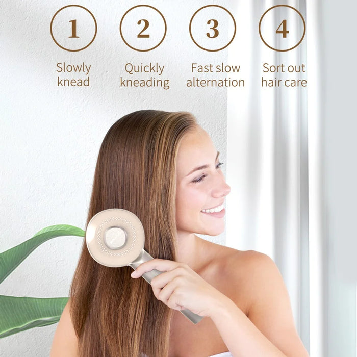 ST-1503 Electric Massage Comb EMS Red Light Hair Care Device with 4 Modes for Scalp Treatment - Gold - 2