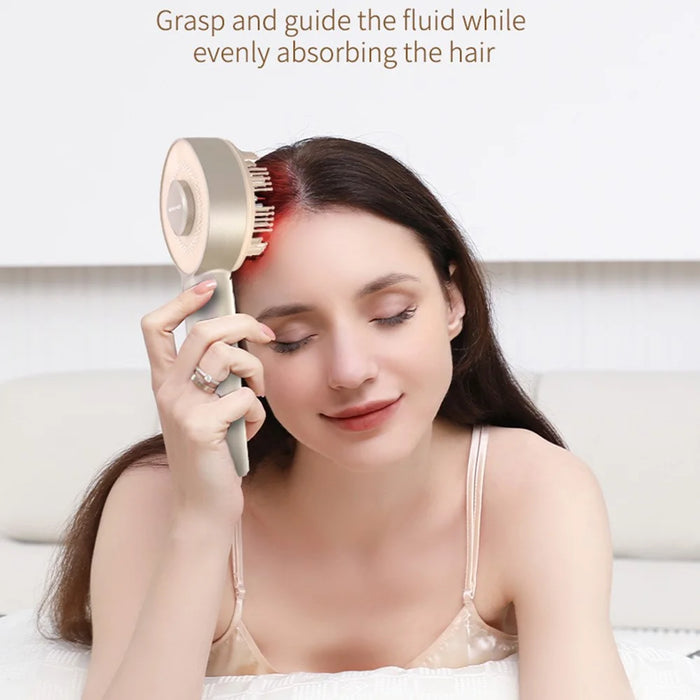 ST-1503 Electric Massage Comb EMS Red Light Hair Care Device with 4 Modes for Scalp Treatment - Gold - 6