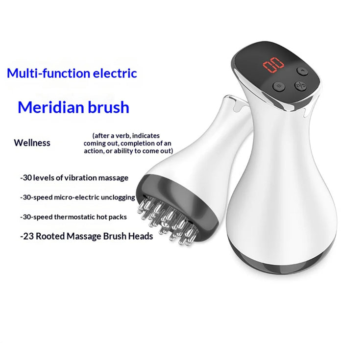 BM-044 Electric Meridian Massager 30 Levels Vibration Lymphatic Detoxification Hot Compress Scraping Device - 7th Generation - 2
