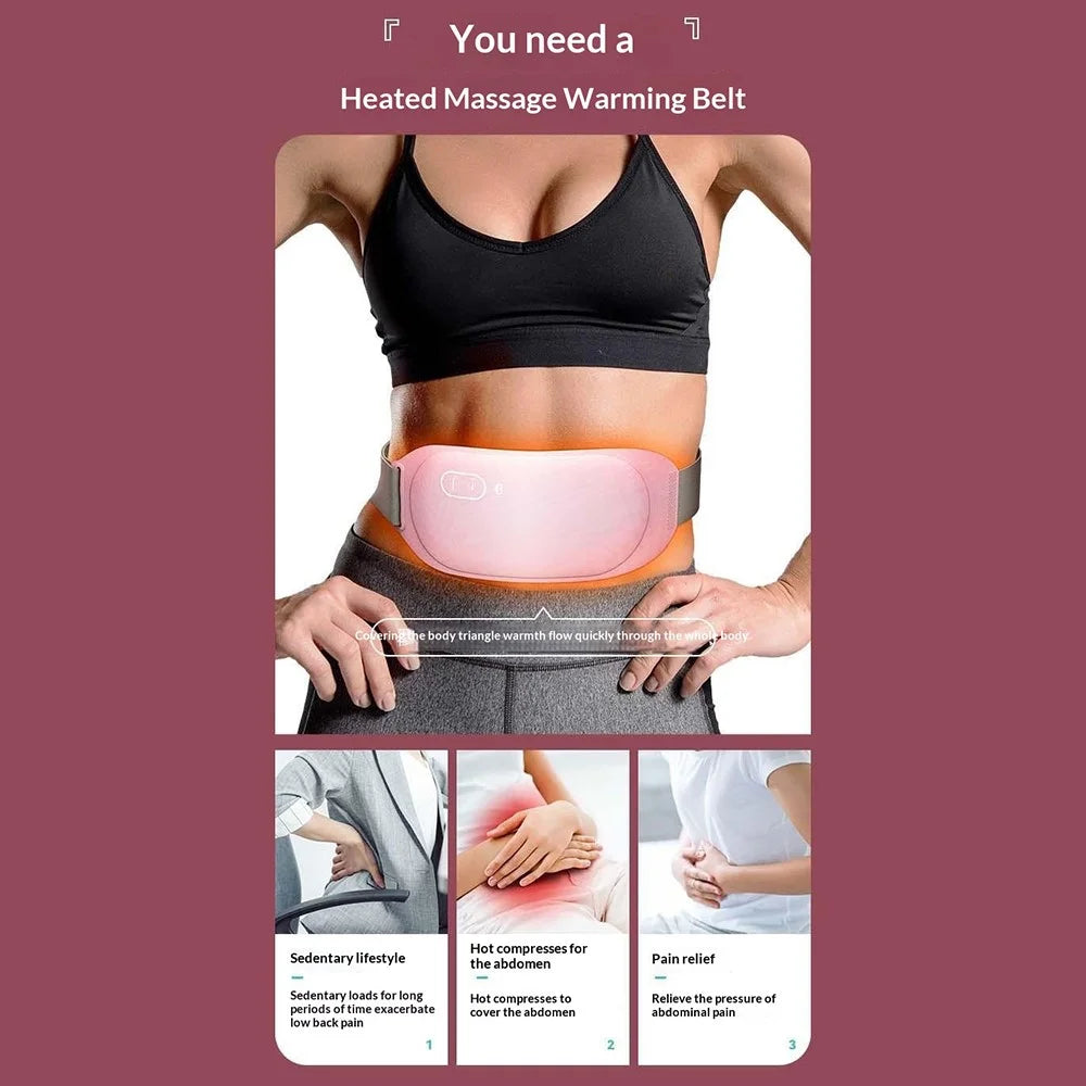 P2 Electric Heated Massage Belt 5000mAh Battery Bluetooth-compatible APP Control Graphene Warming Waist Belt for Menstrual Care - Pink - 3
