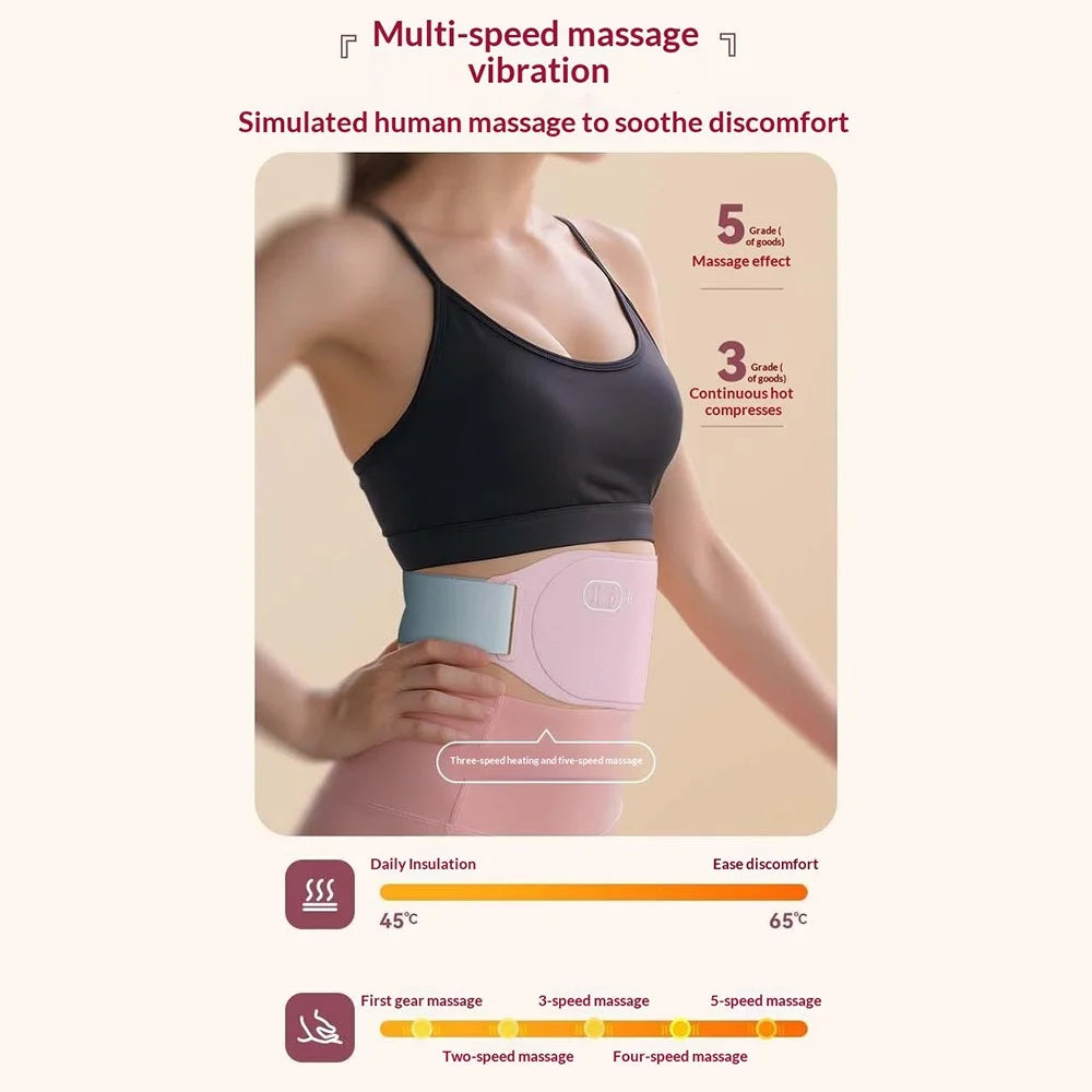 P2 Electric Heated Massage Belt 5000mAh Battery Bluetooth-compatible APP Control Graphene Warming Waist Belt for Menstrual Care - Pink - 5