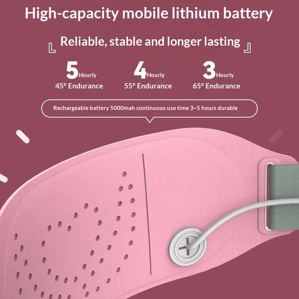 P2 Electric Heated Massage Belt 5000mAh Battery Bluetooth-compatible APP Control Graphene Warming Waist Belt for Menstrual Care - Pink - 6