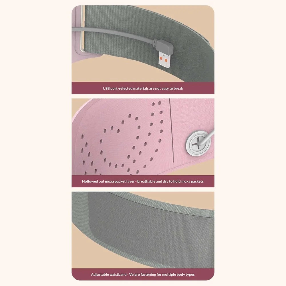 P2 Electric Heated Massage Belt 5000mAh Battery Bluetooth-compatible APP Control Graphene Warming Waist Belt for Menstrual Care - Pink - 7