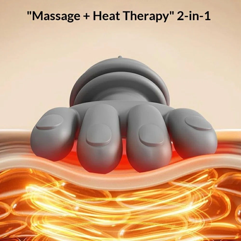 Shoulder Neck Massager Red Light Heat Therapy Bionic Hand Kneading Wireless Cervical Massager - Grey - 4