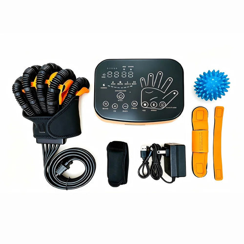 RRG-100 1Pc Electric Hand Rehabilitation Glove AI Screen Finger Exercise Training Device 8 Modes - Orange/Left Hand/S - 1