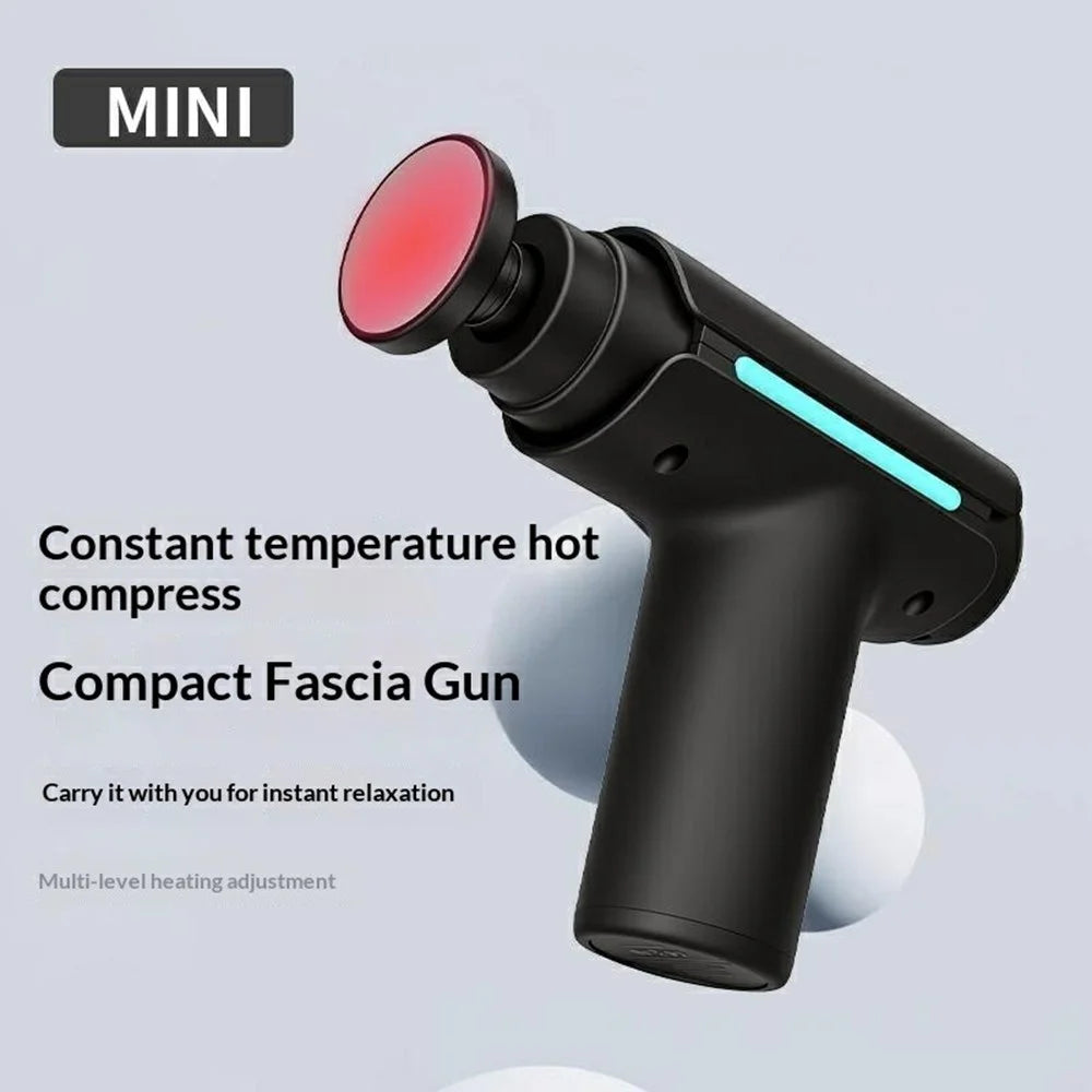 Mini Heat Therapy Fascia Gun 6-Speed Silent Portable Massager for Home Gym - Black - 2